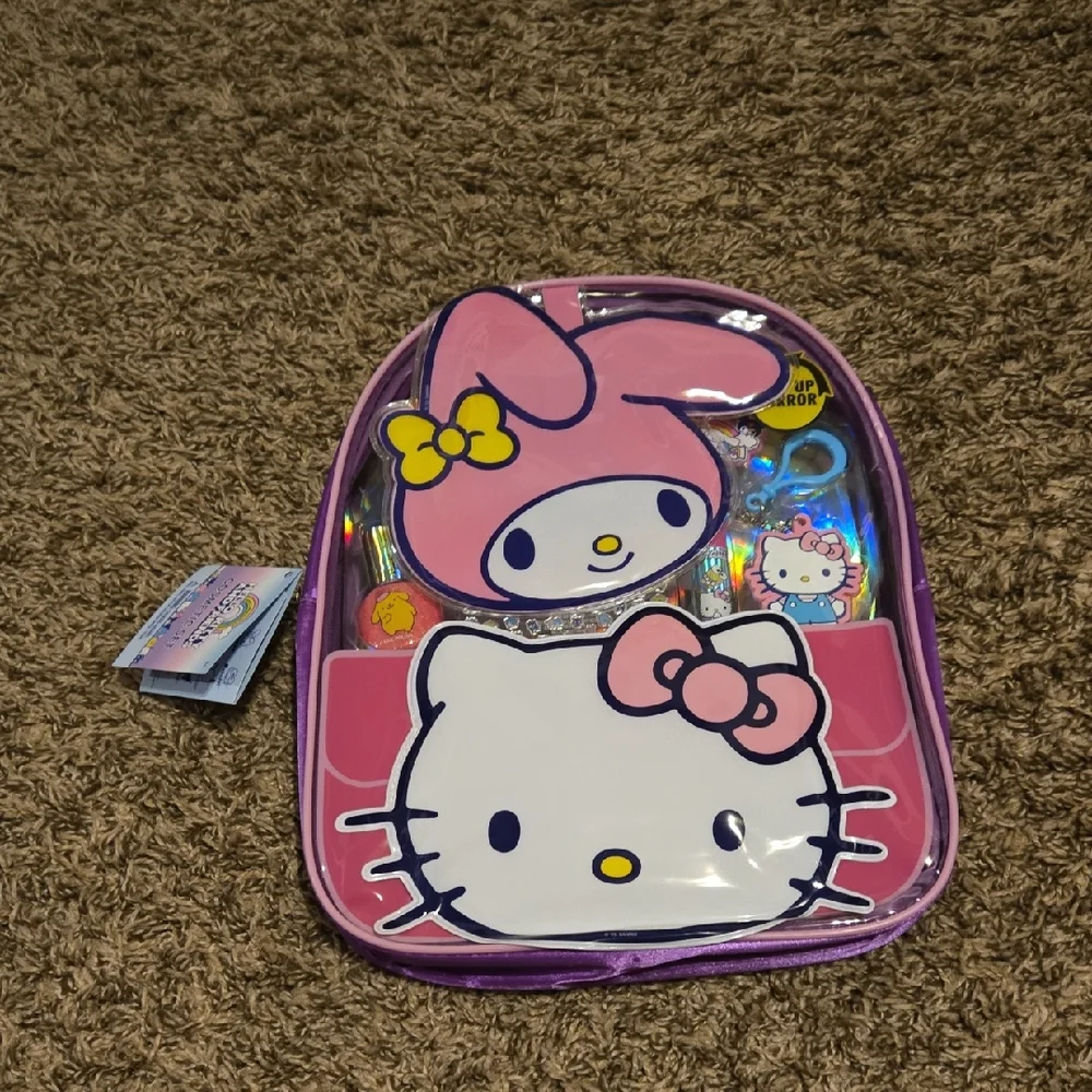 Hello Kitty and Friends Cosmetic Set Backpack Mirror Lip Balm Nail Polish Clips
